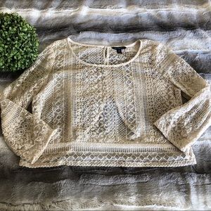 American Eagle | Sheer Lace Crop Blouse
